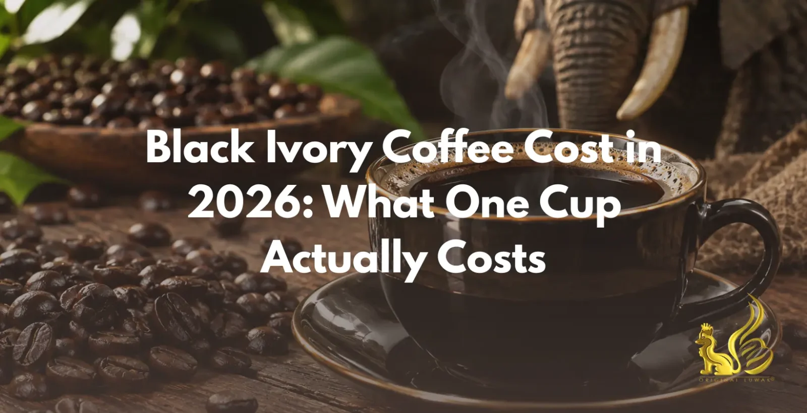 Black Ivory coffee cost compared: a 40 g pack beside a 100 g pouch of wild kopi luwak